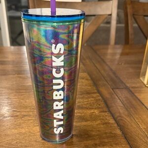 Starbucks Holographic Tumbler with Purple Straw